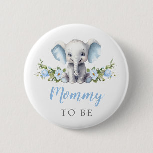 Mommy To Be Blue Elephant New Mom Baby Boy Shower 2 Inch Round Button