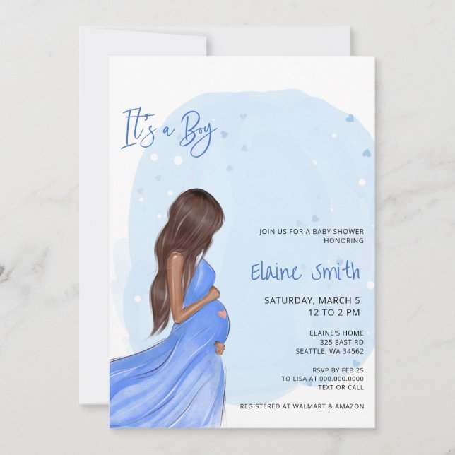 Mommy to Be Blue Its a Boy Baby Shower Invitation (Front)