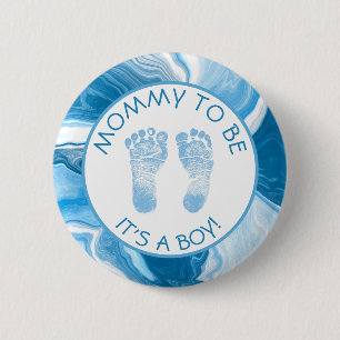 Mommy to be Blue Marble Baby Shower 2 Inch Round Button