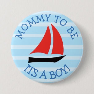 Mommy to be Blue Sailboat Baby Shower Button