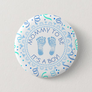 Mommy to be Blue &  White Baby Shower Button
