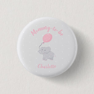 Mommy-to-be Cute Elephant Baby Shower Girl 1 Inch Round Button