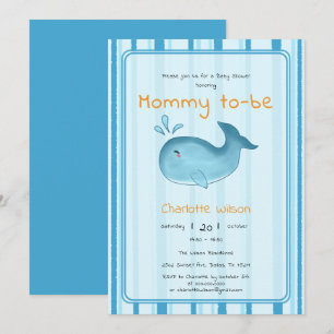 Mommy To Be Cute Whale Baby Shower Invitation