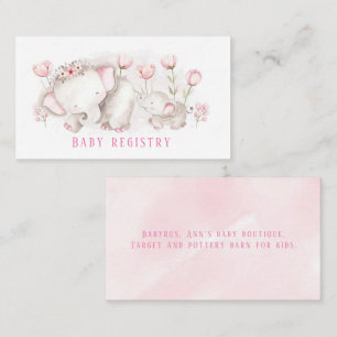 Mommy To Be Elephant Girl Baby Shower Registry Business Card