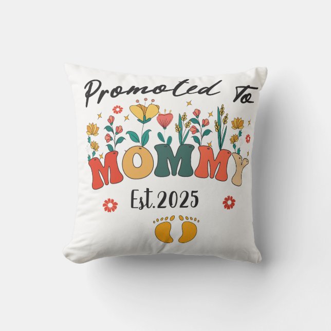 Mommy-to-Be est. 2025: New Mother’s Keepsake Throw Pillow (Front)
