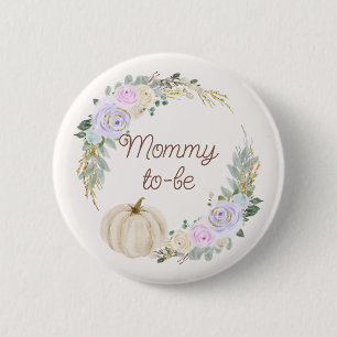 Mommy-to-be Fall Pumpkin Baby Shower 2 Inch Round Button