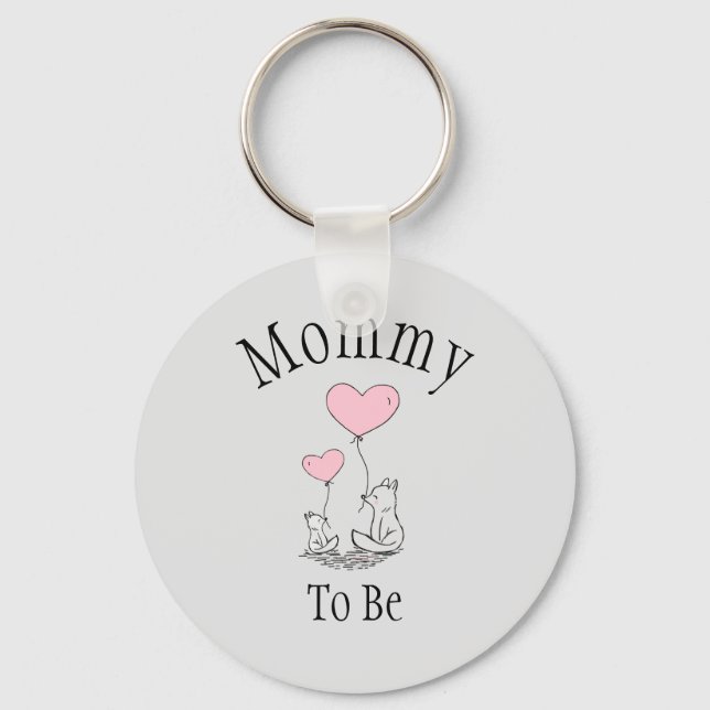 Mommy To Be Fox Baby Shower Keychain (Front)