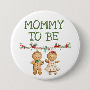 Mommy to be gingerbread Christmas baby pin