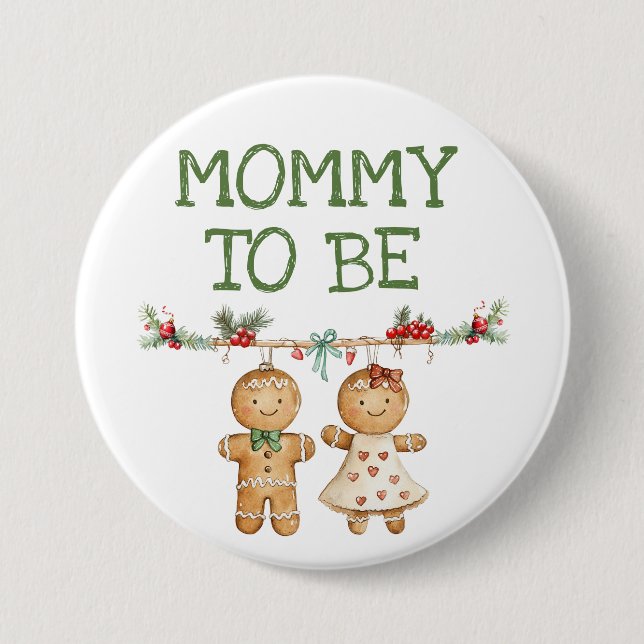 Mommy to be gingerbread Christmas baby pin (Front)