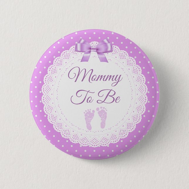 Mommy to be Girl's Purple Baby Shower 2 Inch Round Button (Front)