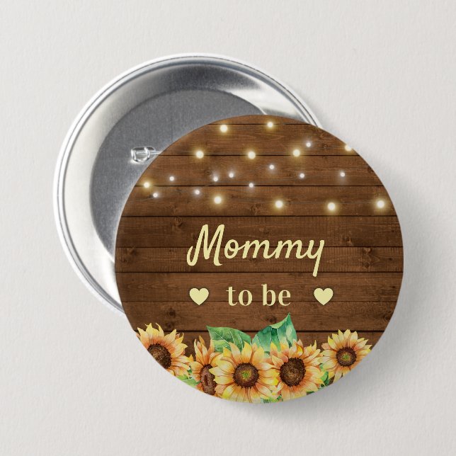 Mommy to be New Mom Aunt Sunflower Baby Shower 3 Inch Round Button (Front & Back)