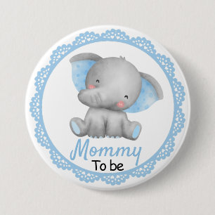 Mommy to be New Mom Baby Boy Shower Elephant Blue  3 Inch Round Button