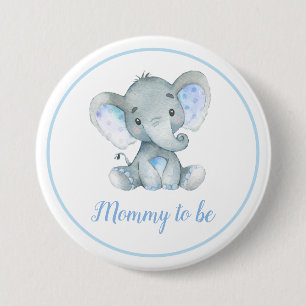 Mommy to be New Mom Elephant Baby Boy Shower Blue 3 Inch Round Button