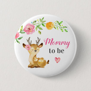 Mommy to be New Momma Baby Girl Shower Woodland 2 Inch Round Button
