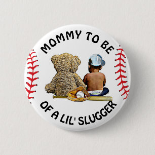 Mommy to Be of a Lil Slugger Baby Shower 2 Inch Round Button