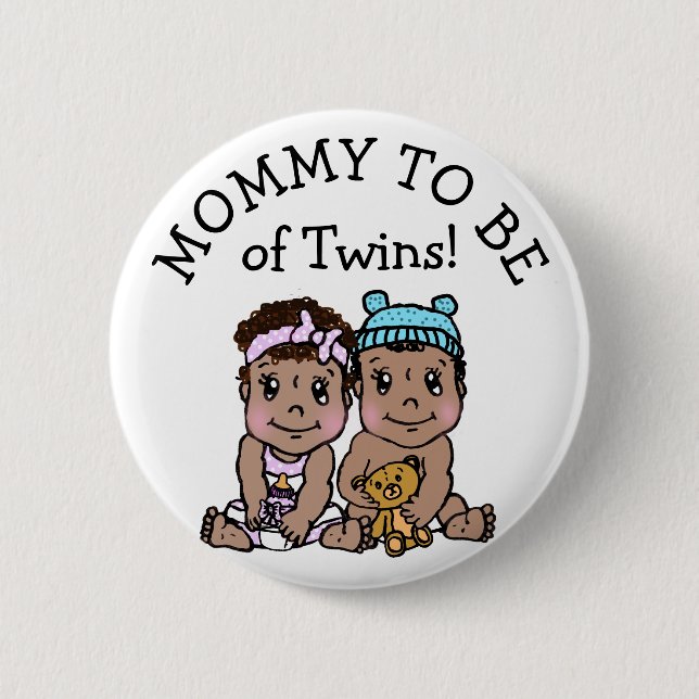 Mommy to be of Twins, Ethnic Baby Shower 2 Inch Round Button (Front)