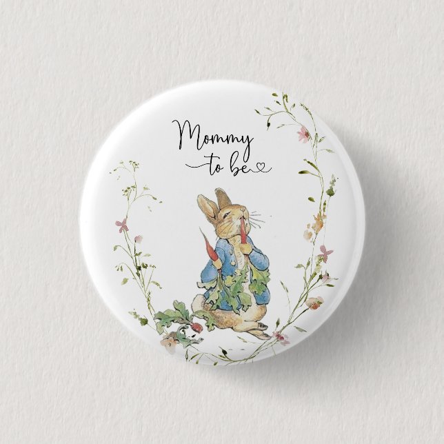 Mommy to be-Peter Rabbit Wildflower WatercolButton 1 Inch Round Button (Front)