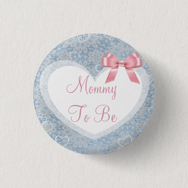 Mommy to be Pink & Blue Baby Shower Button (Front)