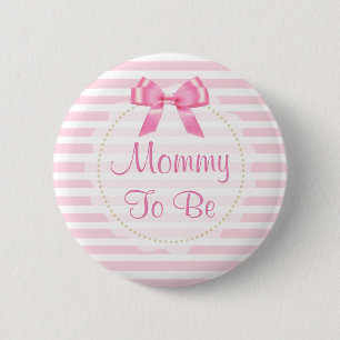 Mommy to be Pink Bow Baby Shower Button