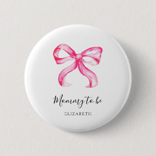 Mommy to be Pink Bow Baby Shower Elegant 2 Inch Round Button