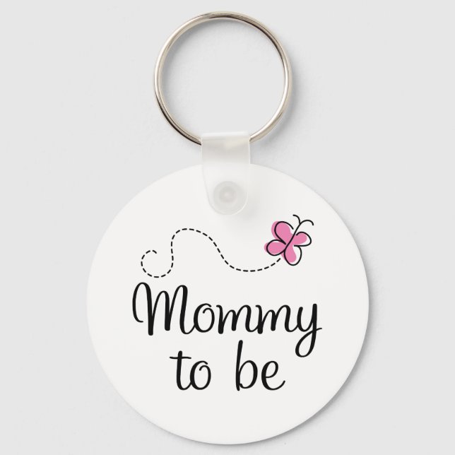 Mommy To Be Pink Butterfly Gift Keychain (Front)
