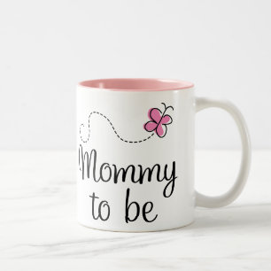 Mommy To Be Pink Butterfly Gift Two-Tone Coffee Mug