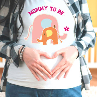Mommy To Be Pink Elephant with Baby T-Shirt