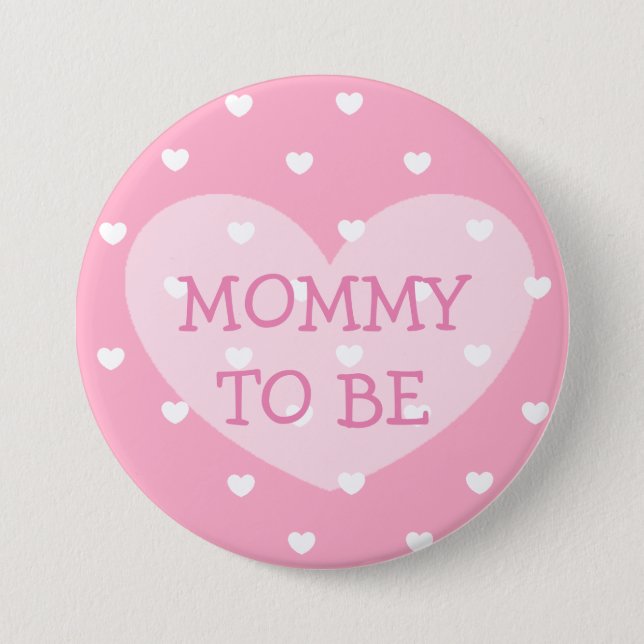 Mommy to be pink hearts Baby Shower Button (Front)