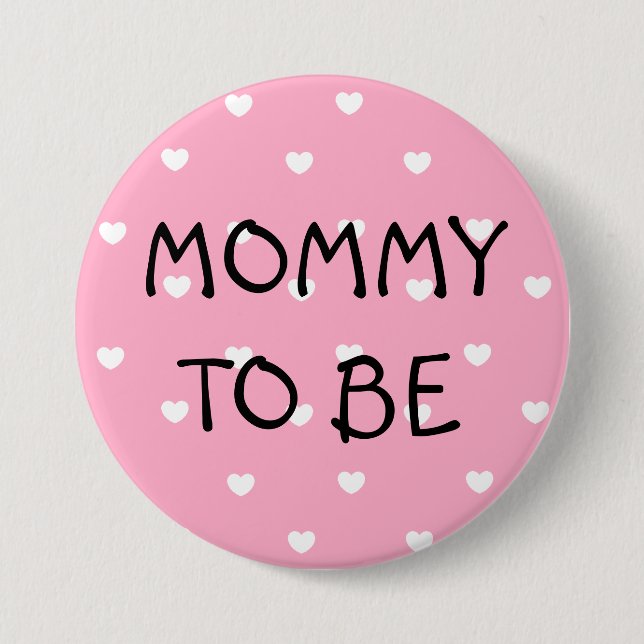 Mommy to be pink hearts Baby Shower Button (Front)