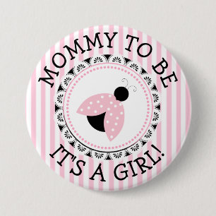 "Mommy To Be" Pink Ladybug Baby Shower Button
