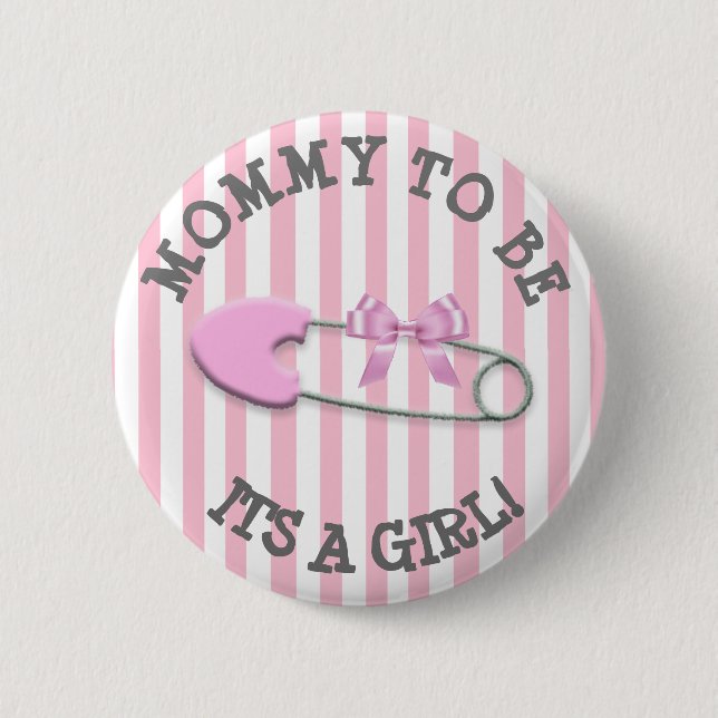 Mommy to be Pink Striped Diaper Pin Baby Shower (Front)