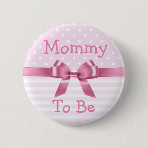 Mommy to be Pink & White baby shower button