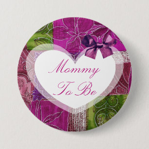 Mommy to be Purple Quilt Like Baby Shower Button