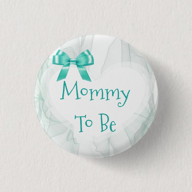 Mommy to be Teal Tulle Baby Shower Button (Front)