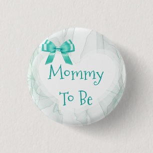 Mommy to be Teal Tulle Baby Shower Button