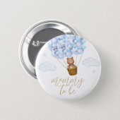 Mommy To Be Teddy Bear Blue Boy Baby Shower 2 Inch Round Button (Front & Back)