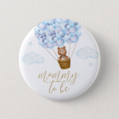 Mommy To Be Teddy Bear Blue Boy Baby Shower 2 Inch Round Button (Front)