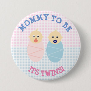 Mommy to be to twins boy and girl Button
