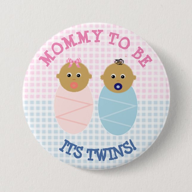 Mommy to Be Twin Boy and girl Baby Shower Button (Front)