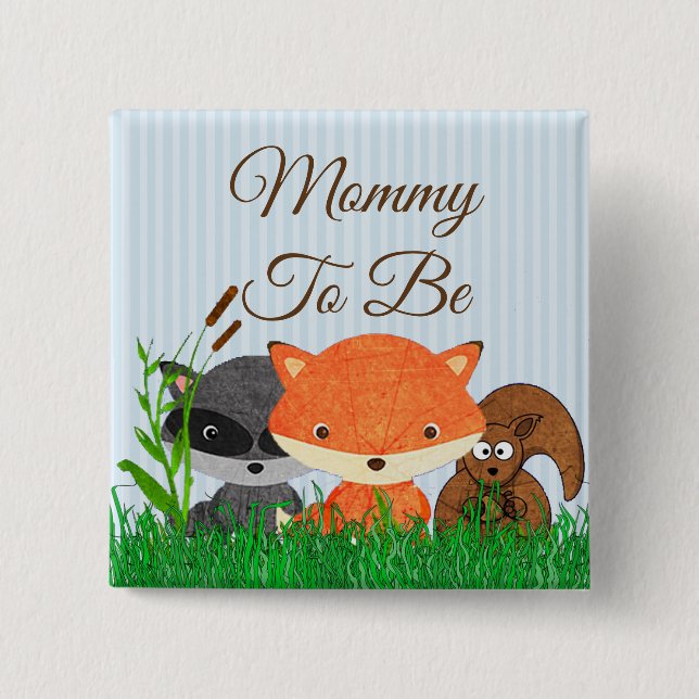 Mommy to be Woodland Creature Forest Animals Pin (Front)
