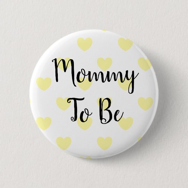 Mommy to be Yellow Hearts Baby Shower Button (Front)