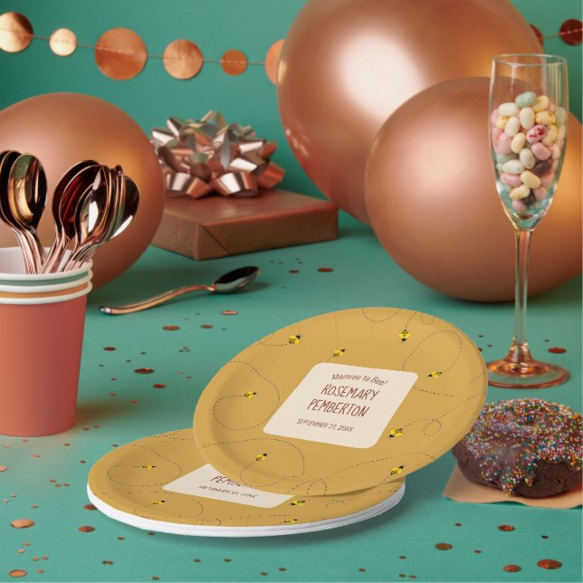 Mommy to Bee Amber Gold Baby Shower Paper Plate (Multi)