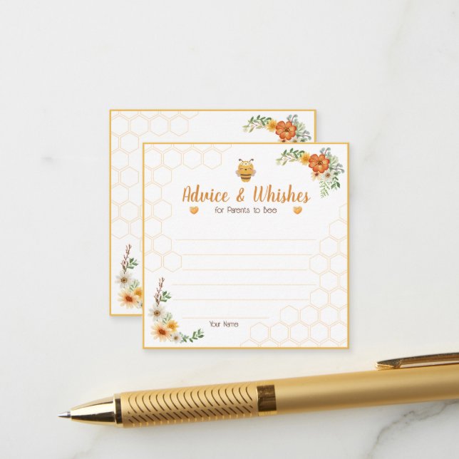 Mommy To Bee Baby Shower Advice & Whishes Enclosure Card (Front/Back In Situ)