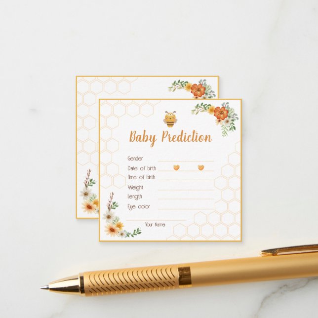 Mommy To Bee Baby Shower Baby Prediction Enclosure Card (Front/Back In Situ)