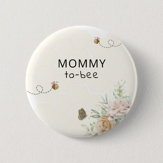 Mommy to Bee Baby Shower Button (Front)