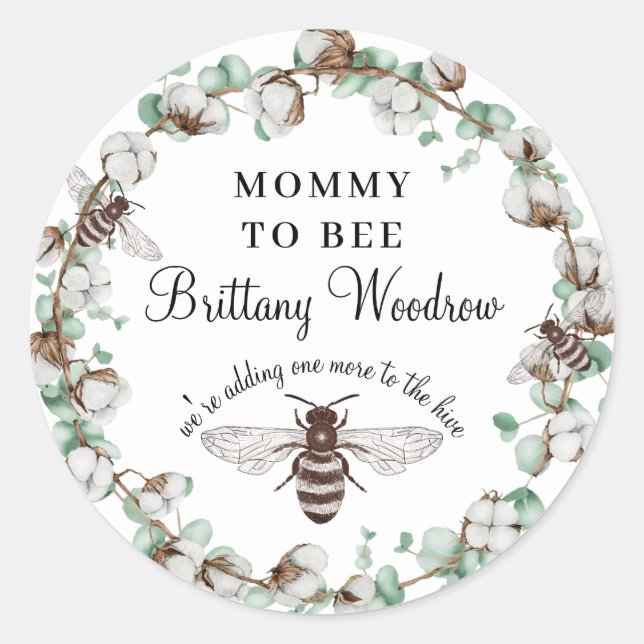 Mommy To Bee Baby Shower  Classic Round Sticker (Front)