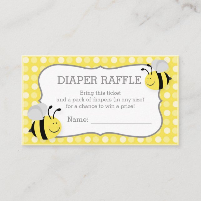 Mommy to Bee Baby Shower Diaper Raffle Ticket Enclosure Card (Front)