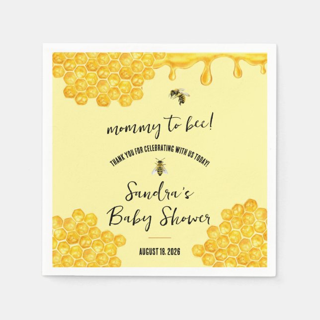 Mommy to Bee! Baby Shower Favour Thank You Napkin (Front)