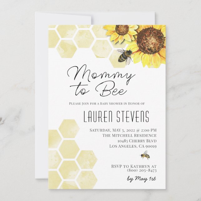 Mommy to Bee Baby Shower Invitation (Front)