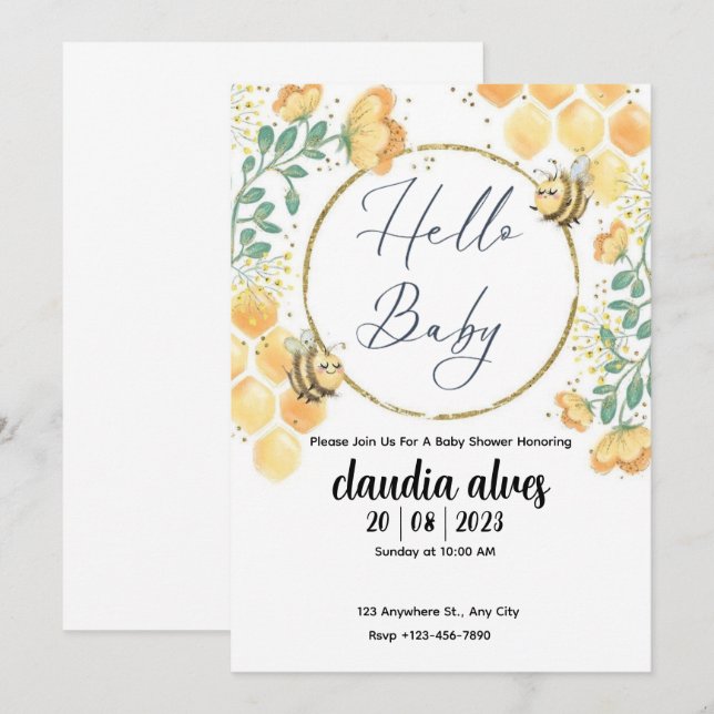 Mommy to Bee Baby Shower Invitation  (Front/Back)